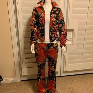 Pants and top red floral outfit